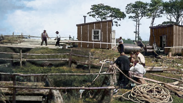 Re-creation of a prior dig site on Oak Island