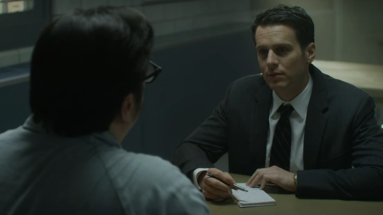 Jonathan Groff doing interview on Mindhunter