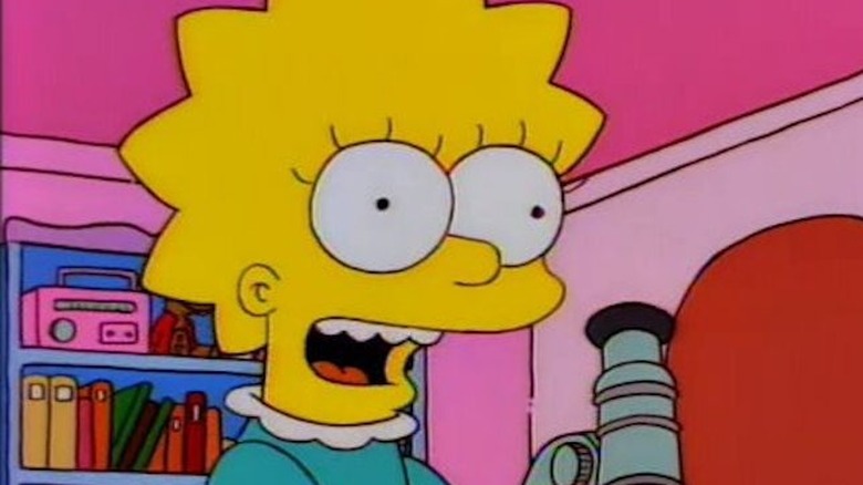 Lisa Simpson happy with microscope