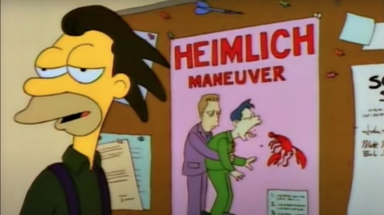 The Simpsons' Heimlich manuever sign