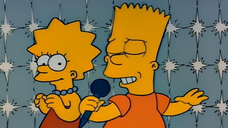 Bart singing into microphone