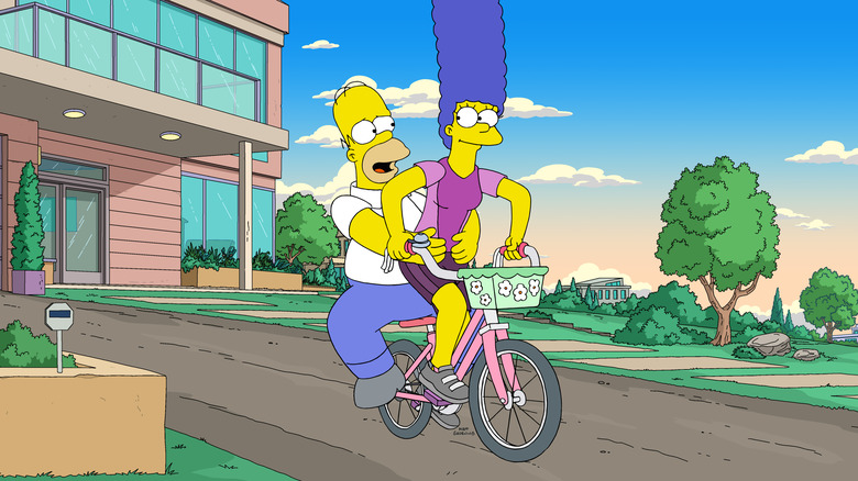 Home and Marge ride a bike