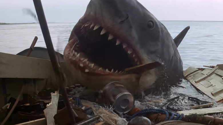 Jaws shark attacking a boat