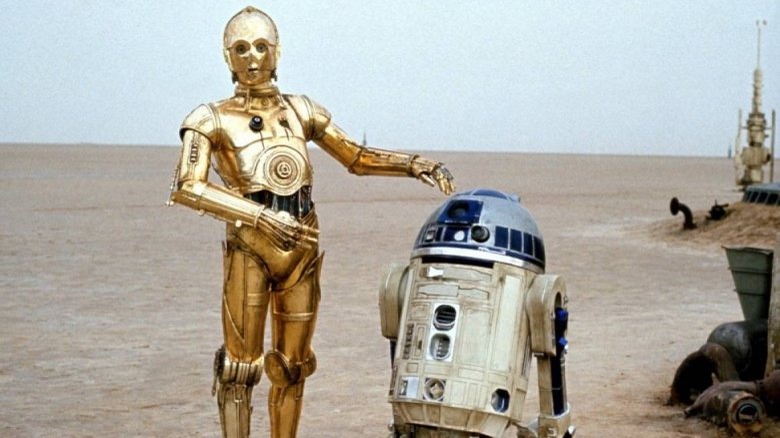 C-3PO and R2-D2 in Star Wars: A New Hope