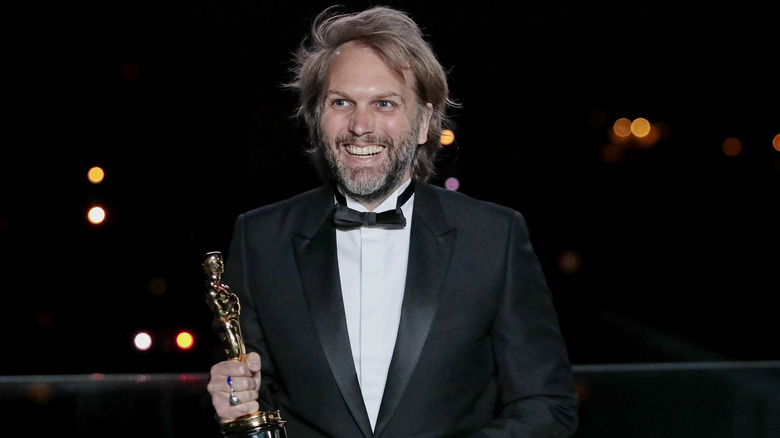 Florian Zeller holding Oscar