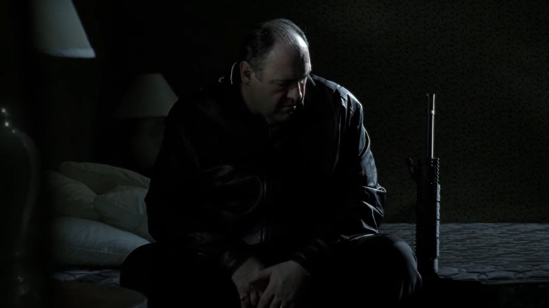 Tony Soprano sits on mattress