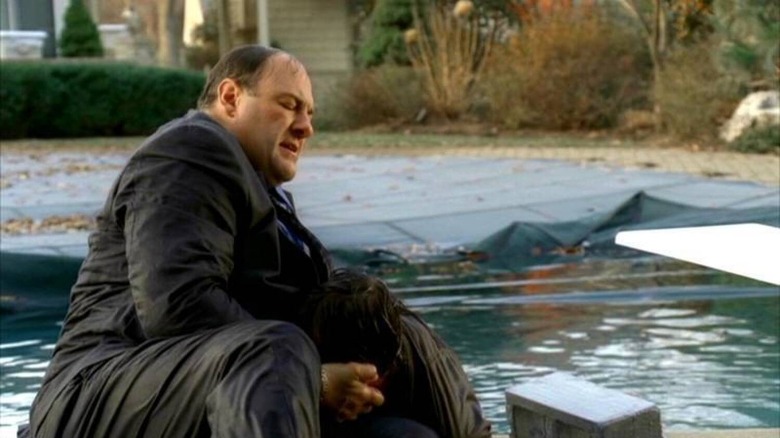 Tony Soprano holds his son