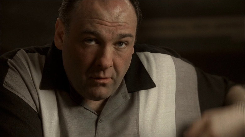 Tony Soprano looking up at diner