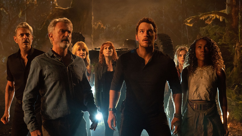 Jurassic World Dominion cast in forest