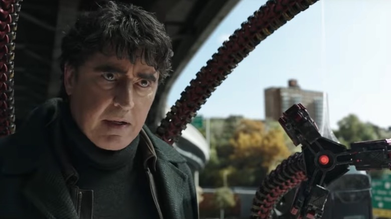 Doc Ock standing under overpass