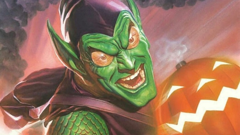 Green Goblin throws a pumpkin bomb