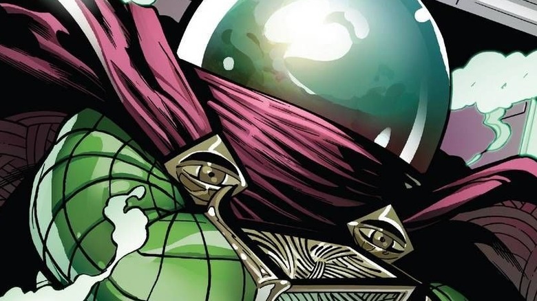 Mysterio appears in a smoke cloud