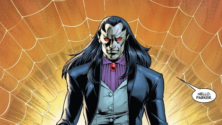 Morlun looking menacing with red eyes and a jacket