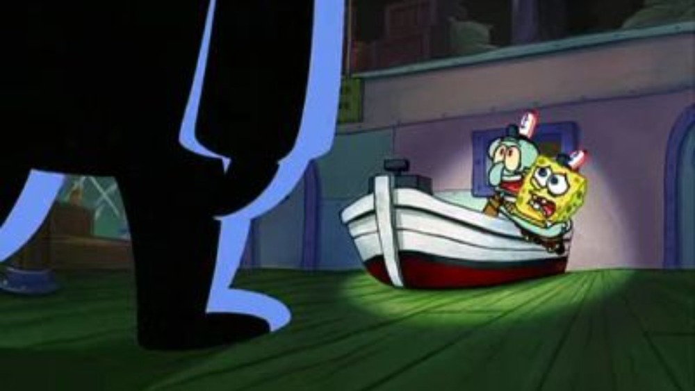 A dark figure approaches SpongeBob and Squidward on SpongeBob SquarePants