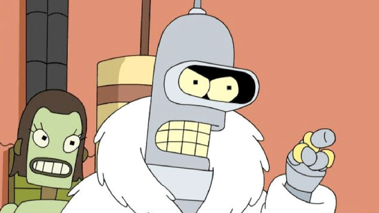 Bender in fur coat