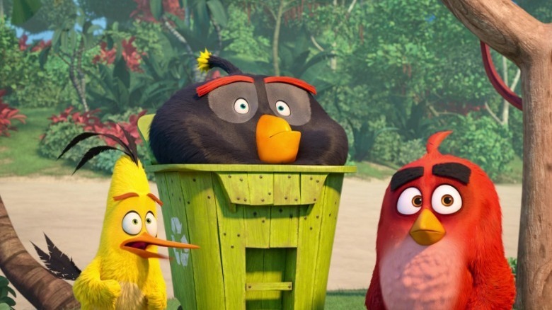 Angry Birds stuffed in trash