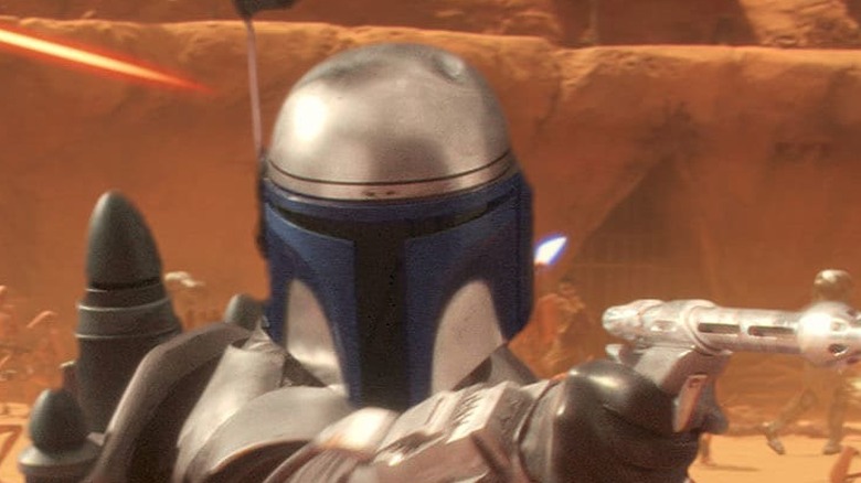 Jango Fett firing blaster