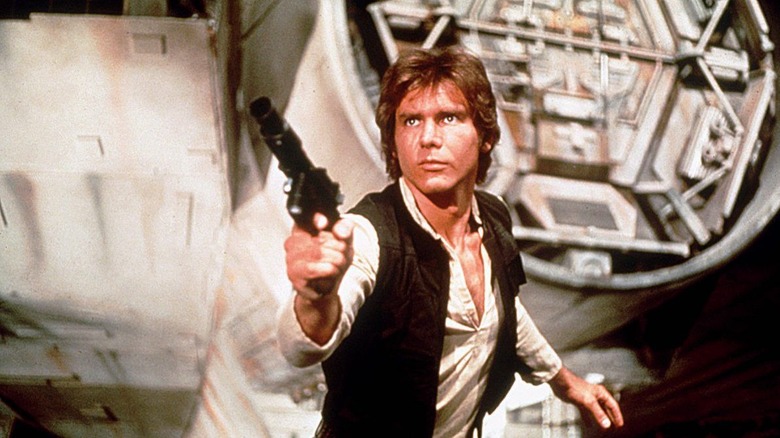 Han pointing a blaster