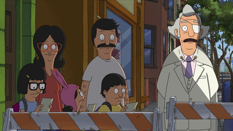 The Belchers and Mr. Fischoeder at a crime scene