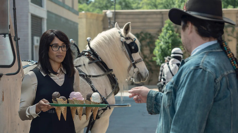 Margot Bingham offers Eugene ice cream