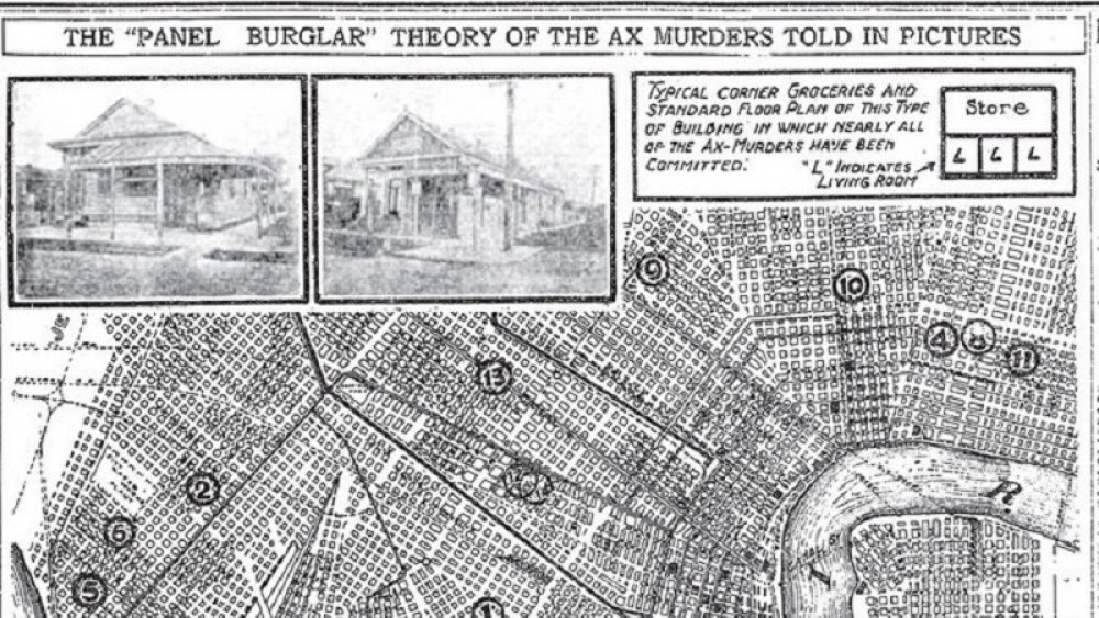 A diagram from The Times-Picayune detailing the Axeman's murders