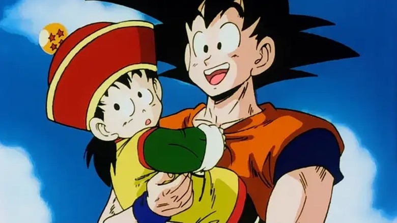 Goku holding his sone