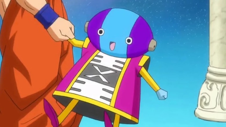 Zeno holding hands with Goku