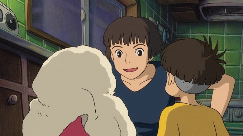 Lisa talking to Ponyo and Sosuke