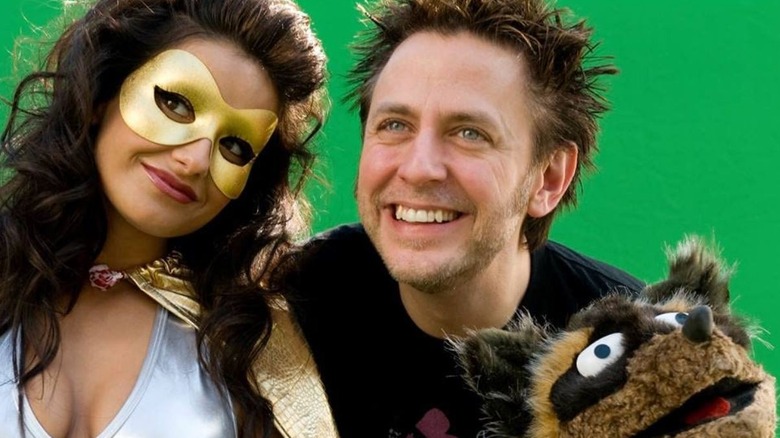 Mikaela Hoover, James Gunn and Sparky from "Sparky and Mikaela"