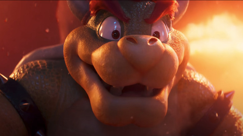 Bowser smiles by flames