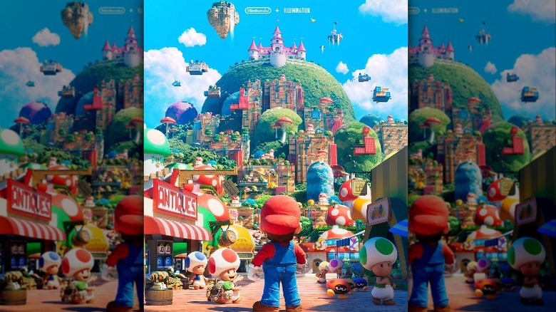 Mario facing the Mushroom Kingdom