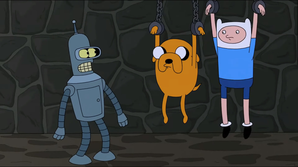 Bender, Finn the Human and Jake the Dog in Futurama