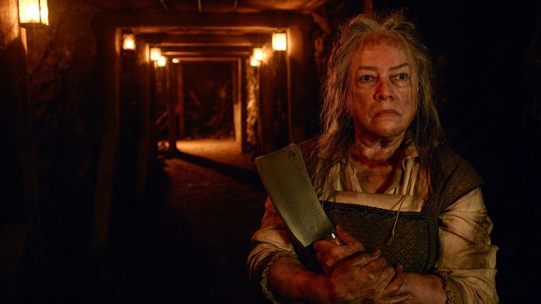 Kathy Bates holding butcher cleaver in AHS Roanoke