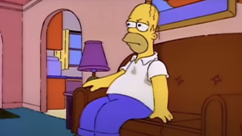 Homer Simpson sweating on couch