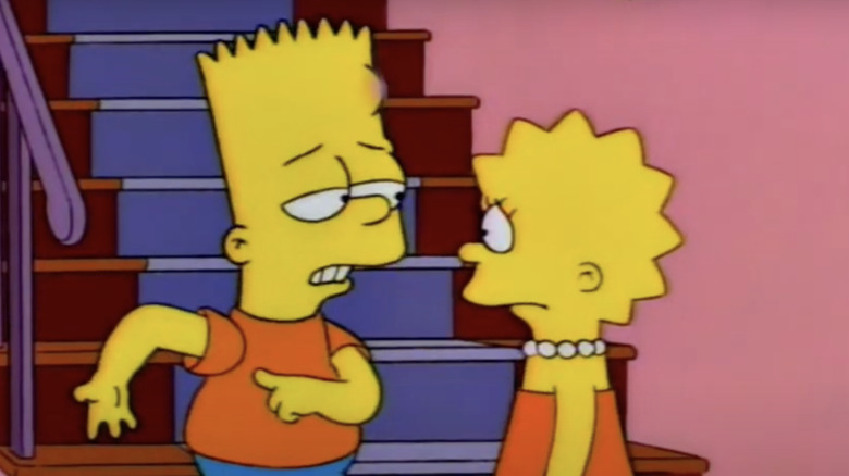 Lisa Simpson staring at an injured Bart Simpson