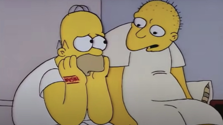 Michael Jackson and Homer Simpson in mental institution in The Simpsons