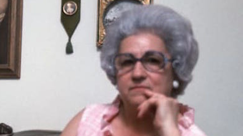 Catherine Scorsese regards the camera in Italianamerican