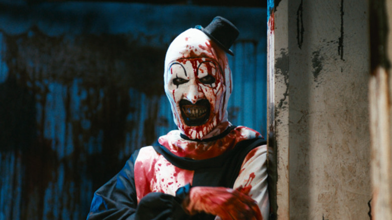 Art the Clown coated in blood in "Terrifier 2"