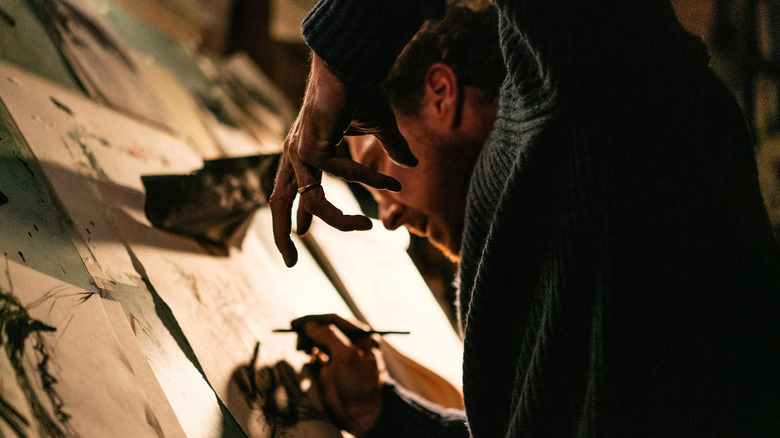 Benedict Cumberbatch as Dad drawing in The Thing With Feathers