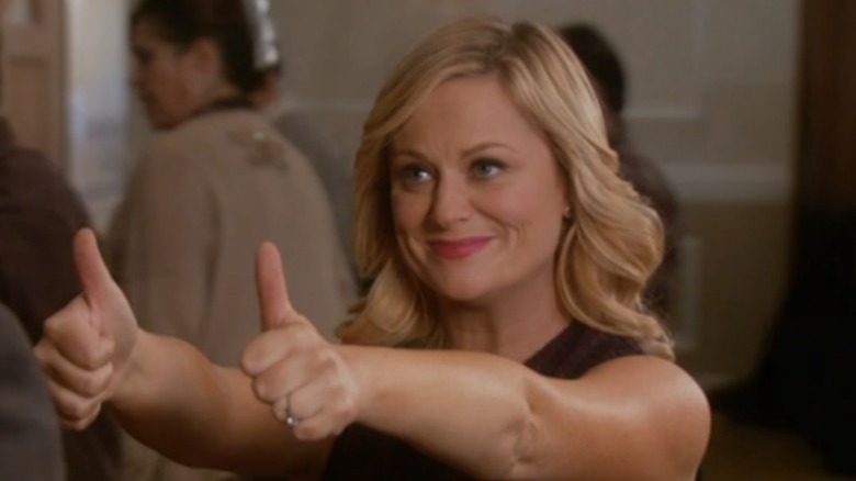 Leslie Knope giving two thumbs up