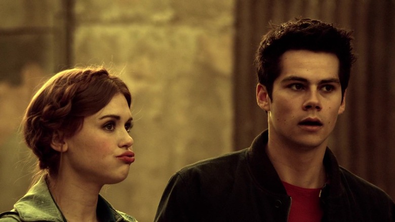 Lydia and Stiles unamused