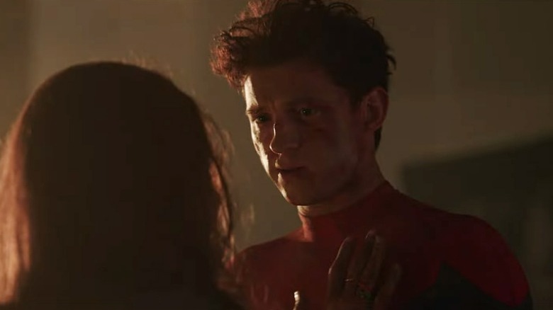 Spider-Man talking to Aunt May