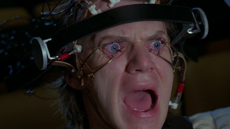 Alex in Clockwork Orange with eyes held open