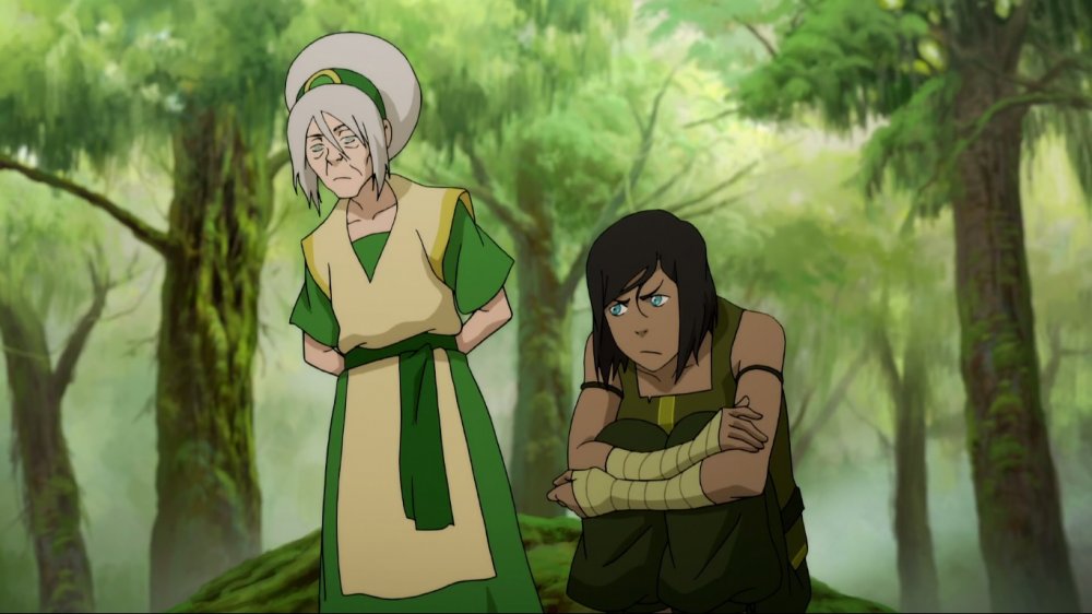 Toph Beifong and Korra in The Legend of Korra