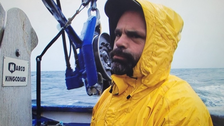 Matt Bradley on boat looking mad