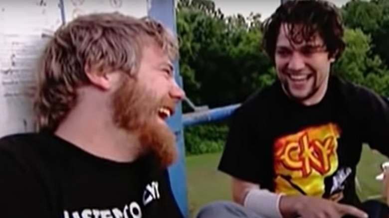 Ryan Dunn and Bam Margera laughing