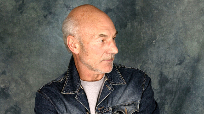 Patrick Stewart looking to side