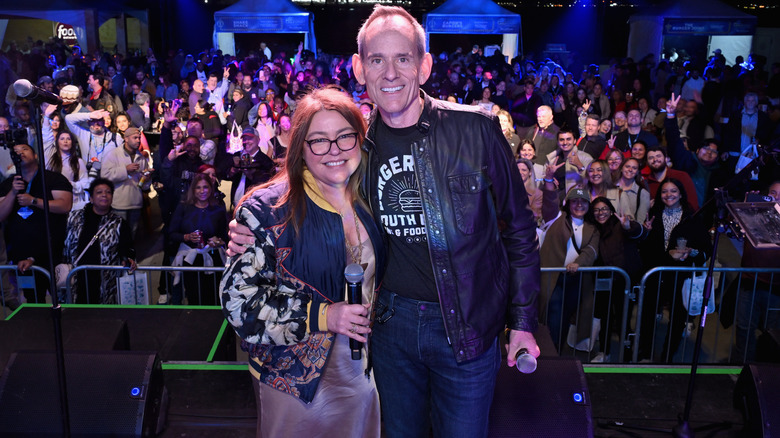 Rachael Ray and Randy Fisher on stage at the Blue Moon Burger Bash in 2024