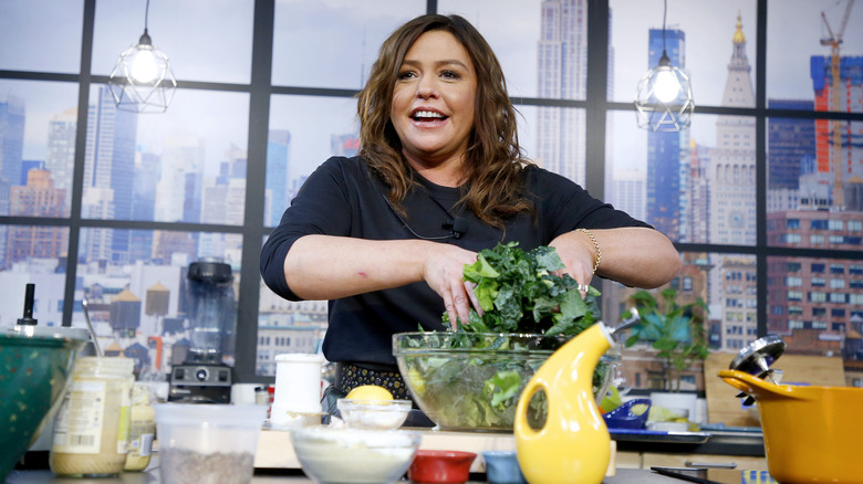 Rachael Tossing a salad at a culinary presentation at NYCWFF  in New York City in 2019