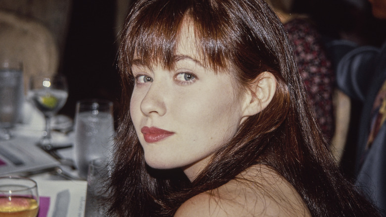 Shannen Doherty with wine